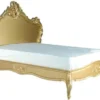Casa Padrino Barock Bett Lusso Gold 180 x 200 cm aus massivem Mahagoni Holz im luxuriösen Design