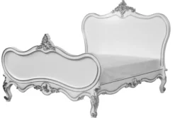 Casa Padrino Barock Bett Maison Paris Weiß / Silber 180 x 200 cm aus der Luxus Kollektion