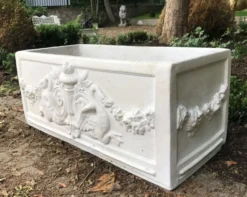 Casa Padrino Barock Blumenkübel Weiß 36 x 81 x H. 43 cm - eckiges Blumengefäß im Barockstil - Blumenkübel - Pflanzkübel Jugendstil Antik Stil