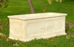 Casa Padrino Barock Blumenkübel Antik Creme - Weiß 31 x 81 x H 30 cm - eckiges Blumengefäß im Barockstil - Blumenkübel - Pflanzkübel Jugendstil