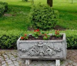 Casa Padrino Barock Blumenkübel Antik Grau 36 x 81 x H. 43 cm - eckiges Blumengefäß im Barockstil - Blumenkübel - Pflanzkübel Jugendstil