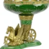 Casa Padrino Barock Blumenschale Grün / Messing 49,2 x 41 x H. 40,8 cm - Prunkvolle Porzellan Pflanzenschale mit elegantem Bronze Pegasus Pferd - Deko Accessoires im Barockstil