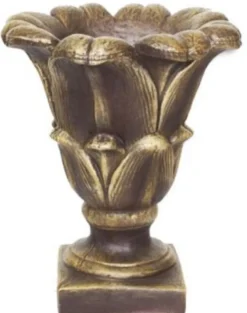 Casa Padrino Barock Blumentopf Antik Braun / Gold Ø 49 x H. 58 cm