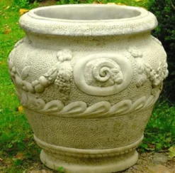 Casa Padrino Barock Blumentopf Grau Ø 59 x H. 66 cm - Runder Prunkvoller Pflanzentopf im Barockstil