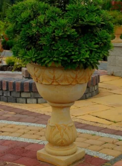 Casa Padrino Barock Blumentopf Beige Ø 53 x H. 80 cm - Runder Pflanzentopf im Barockstil - Barock Garten & Terrassen Deko