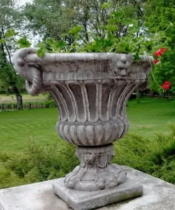 Casa Padrino Barock Blumentopf Grau Ø 73 x H. 70 cm - Runder Prunkvoller Pflanzentopf im Barockstil - Blumenkübel - Pflanzkübel