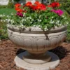 Casa Padrino Barock Blumentopf Grau Ø 80 x H. 52 cm - Runder Prunkvoller Pflanzentopf im Barockstil