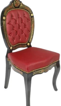 Casa Padrino Barock Boulle Esszimmer Stuhl Rot / Schwarz / Gold 50 x 50 x H. 105 cm - Barock Esszimmer Möbel