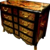 Casa Padrino Barock Boulle Kommode Schwarz / Gold / Rot 112 cm - Möbel Schrank Sideboard