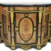 Casa Padrino Barock Boulle Kommode Schwarz Gold Rot mit Marmorplatte 161 x 105 x 46 cm
