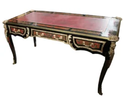 Casa Padrino Barock Boulle Schreibtisch Schwarz / Gold / Rot - 161 cm x 83 cm x H 82 cm
