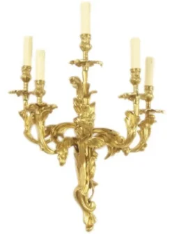 Casa Padrino Barock Bronze Wandleuchten Set Roccoco Gold H70 B45 - Wandlampe Wand Beleuchtung (2 Leuchten)