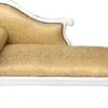 Casa Padrino Barock Chaiselongue Modell XXL Gold Muster / Weiß - Luxuriöse Recamiere aus Massivholz, 192 x 71 x 95 cm