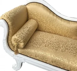 Casa Padrino Barock Chaiselongue Modell XXL Gold Muster / Weiß - Luxuriöse Recamiere aus Massivholz, 192 x 71 x 95 cm