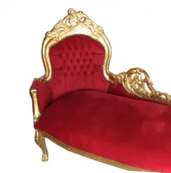 Casa Padrino Barock Chaiselongue King in Bordeaux und Gold, handgefertigt aus Massivholz, 155 x 70 x 100 cm