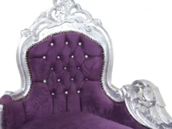 Casa Padrino Barock Chaiselongue King Lila/Silber mit Bling Bling Glitzersteinen, 155 x 70 x 100 cm