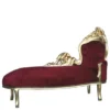 Casa Padrino Barock Chaiselongue King Bordeaux / Gold - Recamiere Liege aus Massivholz - 155 x 70 x 100 cm