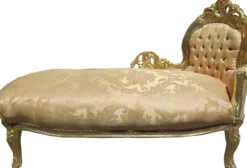 Casa Padrino Barock Chaiselongue Gold Muster / Gold Mod2 - Barock Möbel