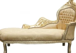 Casa Padrino Barock Chaiselongue Mod2 Gold Muster / Gold - Handgefertigte Luxus Liege 155 x 70 x 100 cm