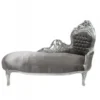 Casa Padrino Barock Chaiselongue King Grau/Silber mit Glitzersteinen - Luxus Liege Recamiere 155 x 70 x 100 cm