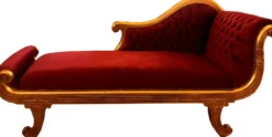 Casa Padrino Barock Chaiselongue Modell XXL Rot / Gold - Antik Stil - Recamiere Wohnzimmer Möbel