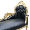 Casa Padrino Barock Chaiselongue Mod2 in Schwarz und Gold mit Lederoptik, 155 x 70 x 100 cm