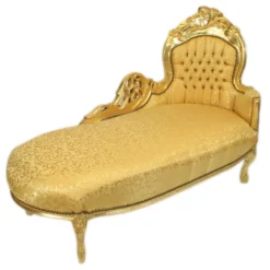 Casa Padrino Barock Chaiselongue Gold Muster / Gold - Barock Möbel - Recamiere Liege