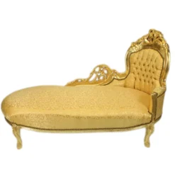 Casa Padrino Barock Chaiselongue Gold Muster / Gold - Barock Möbel - Recamiere Liege