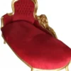 Casa Padrino Barock Chaiselongue King in Bordeaux und Gold, 155 x 70 x 100 cm, Massivholz