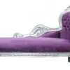Casa Padrino Barock Chaiselongue Mod2 im Antik Stil, Lila / Silber, 155 x 70 x 100 cm