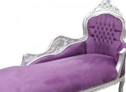 Casa Padrino Barock Chaiselongue Mod2 im Antik Stil, Lila / Silber, 155 x 70 x 100 cm