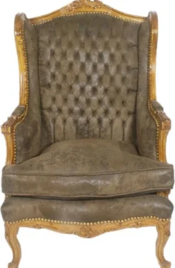 Casa Padrino Barock Chesterfield Ohrensessel Dunkelbraun / Braun 83 x 83 x H. 110 cm - Barockmöbel