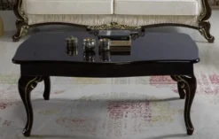 Casa Padrino Barock Couchtisch Schwarz / Gold 105 x 74 x H. 50 cm - Barockstil Wohnzimmertisch - Barock Wohnzimmer Möbel