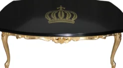 Casa Padrino Barock Couchtisch Pompöös by Harald Glööckler aus Buchenholz Schwarz / Gold 121 x 66 x 47 cm