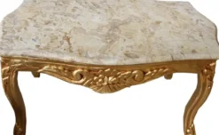 Casa Padrino Barock Couchtisch Gold mit cremefarbener Marmorplatte 99 x 63 cm - Limited Edition