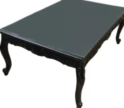 Casa Padrino Barock Couchtisch im Antik Stil, Schwarz, 120 x 80 x 48 cm, mit Glasplatte