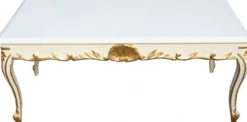 Casa Padrino Barock Couchtisch im Antik Look - Weiß und Gold - 120 x 60 x 52 cm