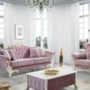 Casa Padrino Barock Couchtisch Rosa / Weiß / Gold 100 x 64 x H. 43 cm - Barockstil Wohnzimmertisch mit Glitzersteinen - Barock Möbel