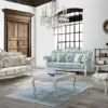 Casa Padrino Barock Couchtisch Weiß / Gold 105 x 80 x H. 46 cm - Massivholz Wohnzimmertisch im Barockstil - Barock Wohnzimmer Möbel