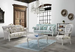 Casa Padrino Barock Couchtisch Weiß / Gold 105 x 80 x H. 46 cm - Massivholz Wohnzimmertisch im Barockstil - Barock Wohnzimmer Möbel