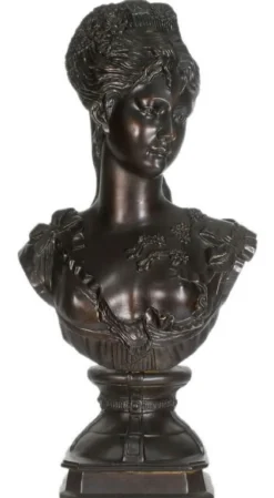 Casa Padrino Barock Damen Büste Schwarz 37 x 22 x H. 70 cm - Dekofigur im Barockstil
