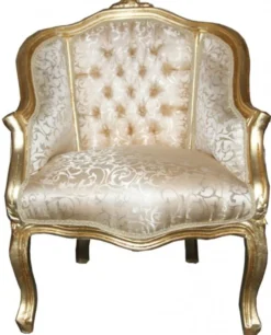 Casa Padrino Barock Damensessel im Antik Stil, Gold mit edlem Muster, 63 x 53 x 80 cm