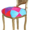 Casa Padrino Barock Damen Stuhl Mod2 Karo Bunt / Gold - Schminkstuhl