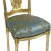 Casa Padrino Barock Damen Stuhl mit elegantem Muster Türkis / Gold 40 x 35 x H. 85 cm - Handgefertigter Antik Stil Stuhl - Barock Möbel