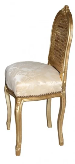 Casa Padrino Barock Damen Stuhl Gold Muster / Gold - Schminkstuhl