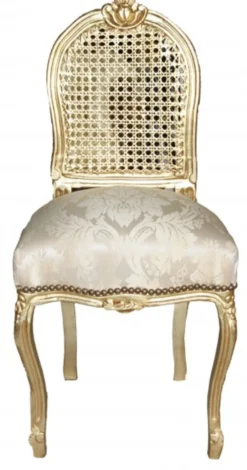 Casa Padrino Barock Damen Stuhl Gold Muster / Gold - Schminkstuhl