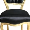 Casa Padrino Barock Damen Stuhl Schwarz / Gold mit Bling Bling Glitzersteinen - Schminktisch Stuhl