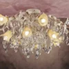 Casa Padrino Barock Deckenleuchte Antikweiß Ø 90 x T. 45 cm 16-flammig - Handgefertigte Leuchte aus Italien - Barock Leuchten