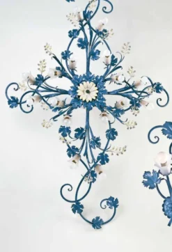 Casa Padrino Barock Deckenleuchte Lavendel Mimose B. 180 x T. 115 cm 16-flammig - Handgefertigte Leuchte aus Italien - Barock Leuchten