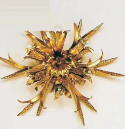 Casa Padrino Barock Deckenleuchte Gold Ø 54 x T. 18 cm 6-flammig - Handgefertigte Leuchte aus Italien - Barock Leuchten